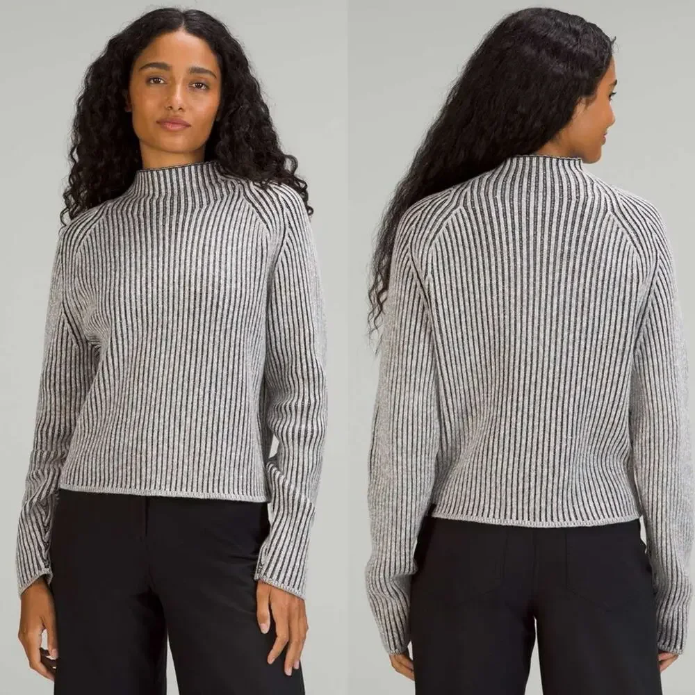 Lululemon Cotton-Cashmere Blend Mock Neck Sweater Gray Womens‎ Size 2